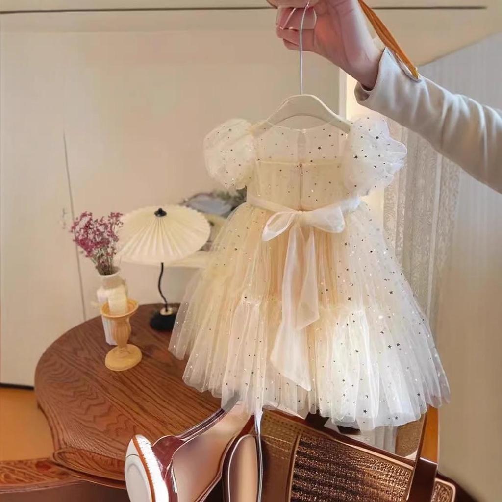 Весенне-летнее платье принцессы из сетки-паф для девочек 2024