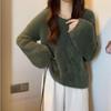 Gentle Wind Soft Waxy Waterproof Mink Sweater for Women Autumn and Winter Thickened Loose Lazy Style V-neck Pullover Sweater Top