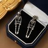 1 Pair Women Halloween Earrings Skeleton Shape Punk Exaggerated Polished Alloy Skull Jewelry Club Party Ear Jewelry