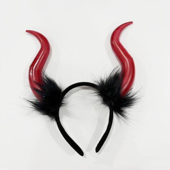 Halloween Devil Horns Plush Headband Cosplay Gothic Hair Hoop Dress Up Accessories Party Outfits Headband