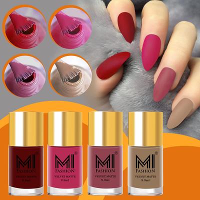 Мягкие гладкие уникальные матовые лаки для ногтей, наборы из 4 уникальных цветов - пурпурно-красный, бордо, темно-кофейный, розово-серый - 39,60 мл