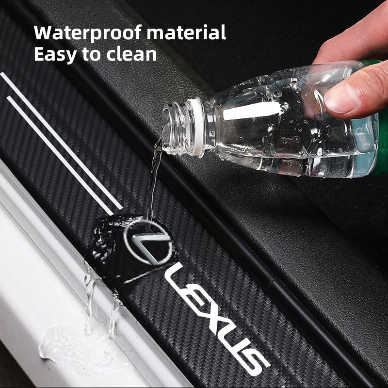 XBE2 1/4/5Pcs Carbon Fiber Leather Car Door Sill Protector Strip For Lexus Fsport GS GX IS LS LX CT LC RC LBX NX RX 350h 450h ES UX