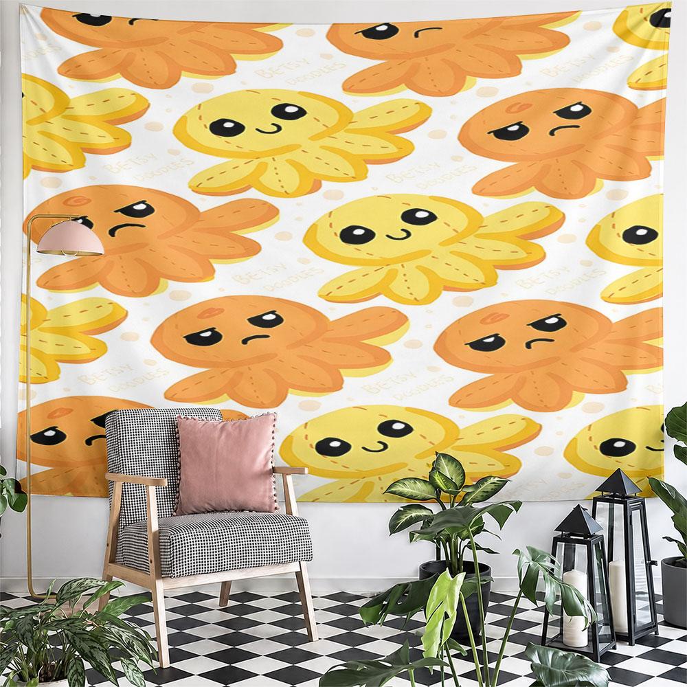 Cute Cartoon Octopus Pattern Decor Pattern Wall Hanging Tapestry Decorative Tapestry Home Decor for Bedroom and Living Room