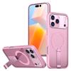 For iPhone 17 Pro Max Magnetic Case Kickstand Grid Texture TPU PC Phone Back Cover