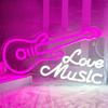 Неоновые вывески Love Music Guitar, светодиодные светильники в форме гитары с питанием от USB для украшения музыкальной студии