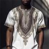 Summer Round Neck 3D Ethnic Style Print Top Fashionable Casual Short Sleeved Men's T-shirts