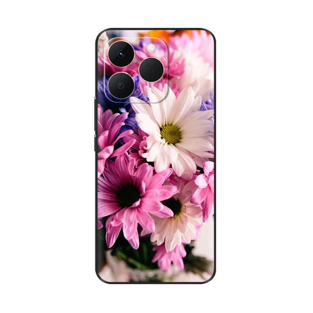 Для Realme 15T 5G Чехол Мягкий Силиконовый Бампер Мультяшный Цветок Череп Рисунок Задняя Крышка Для Oppo Realme 15T 15 T Чехлы Для Телефона Funda