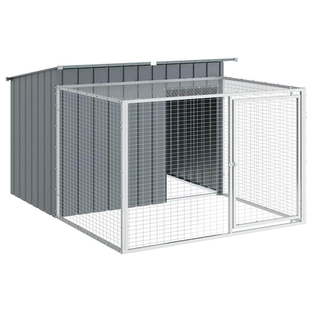 Dog House with Run Anthracite 153 x 194 x 110 cm Galvanized Steel