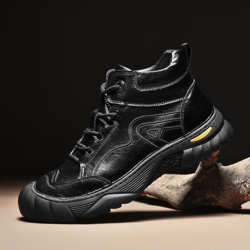 Зимние мужские ботинки в стиле ретро, теплые мужские походные хлопковые ботинки, повседневные кроссовки, зимние ботинки, нескользящая мужская обувь для отдыха из натуральной кожи