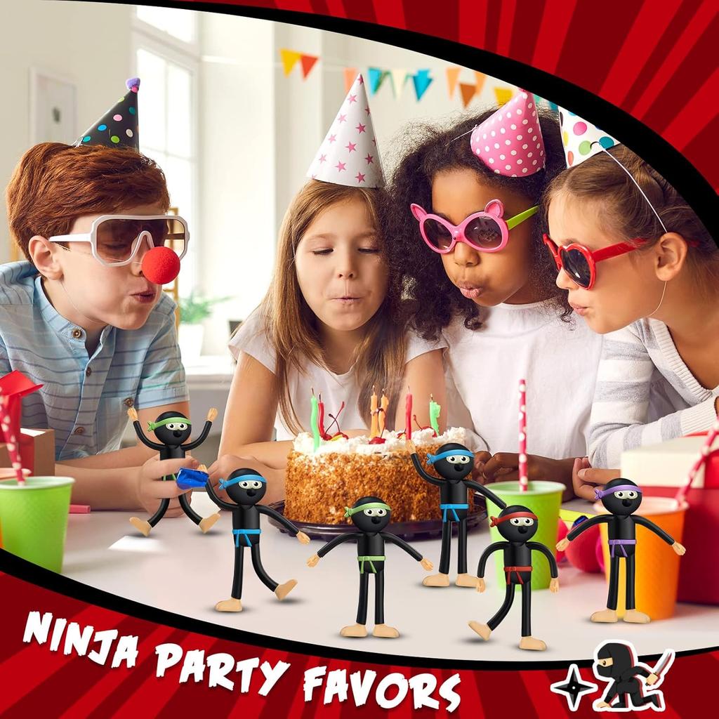 Hungdao 24 шт. Гибкие игрушки-ниндзя для мальчиков и девочек, Гибкие фигурки ниндзя, Гибкие игрушки, Сувениры для вечеринки в стиле ниндзя, Игрушки для вечеринки в честь дня рождения, Подарок