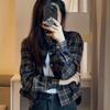 Retro Plaid Shirt Women's Short Coat Autumn New Long-sleeved Top