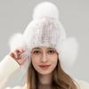 Двусторонняя меховая шапка-ушанка из меха норки, эластичная, для защиты ушей, женская, зимняя, милая, сладкая, теплая, полностью меховая, шапка из меха лисы