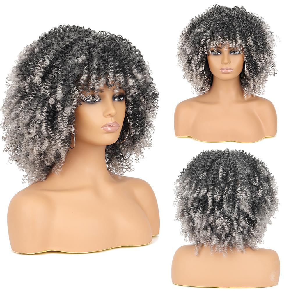 WERD вьющийся парик афро блондинки с челкой парики до плеч афро парики Kinkys синтетический вьющийся полный парик для чернокожих женщин