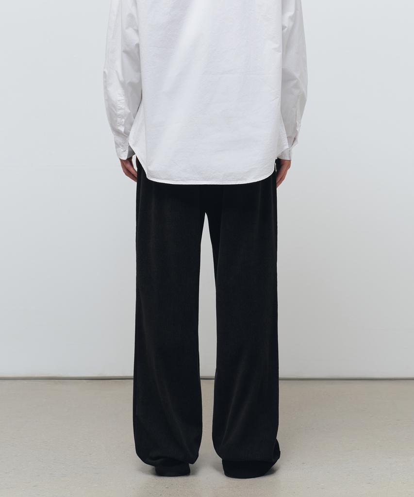 MUSINSA STANDARD 8W Corduroy One-Pleat Wide Elastic Pants [Black]