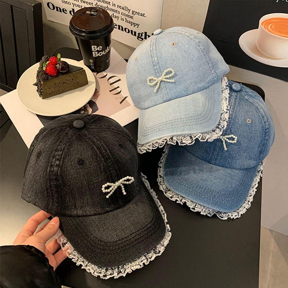 Bowknot Bowknot Baseball Hat Lace Denim Hat Versatile Bow Baseball Cap Sports
