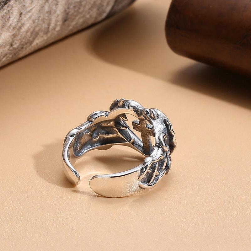 Punk Cross Ring Hip-hop Fashion Retro Ring Trend Love Open Index Finger Ring