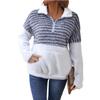 Fashionable Splicing Zipper Pullover Casual Pocket Casual Women's Winter Tops