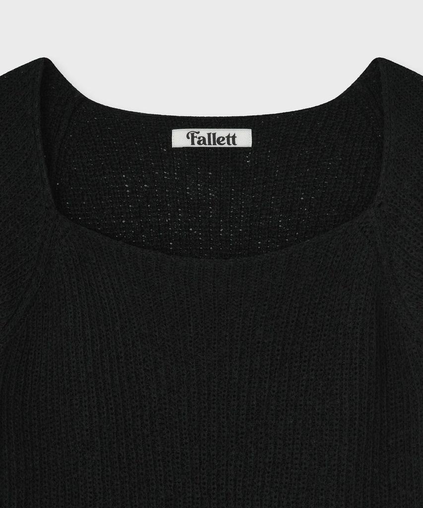 FALLETT Черный трикотажный топ с квадратным вырезом
