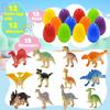 12 Pack Prefilled Easter Eggs with Dinosaur Toys Easter Basket Stuffers Surprise Easter Eggs for Kids Easter Egg Hunt Game