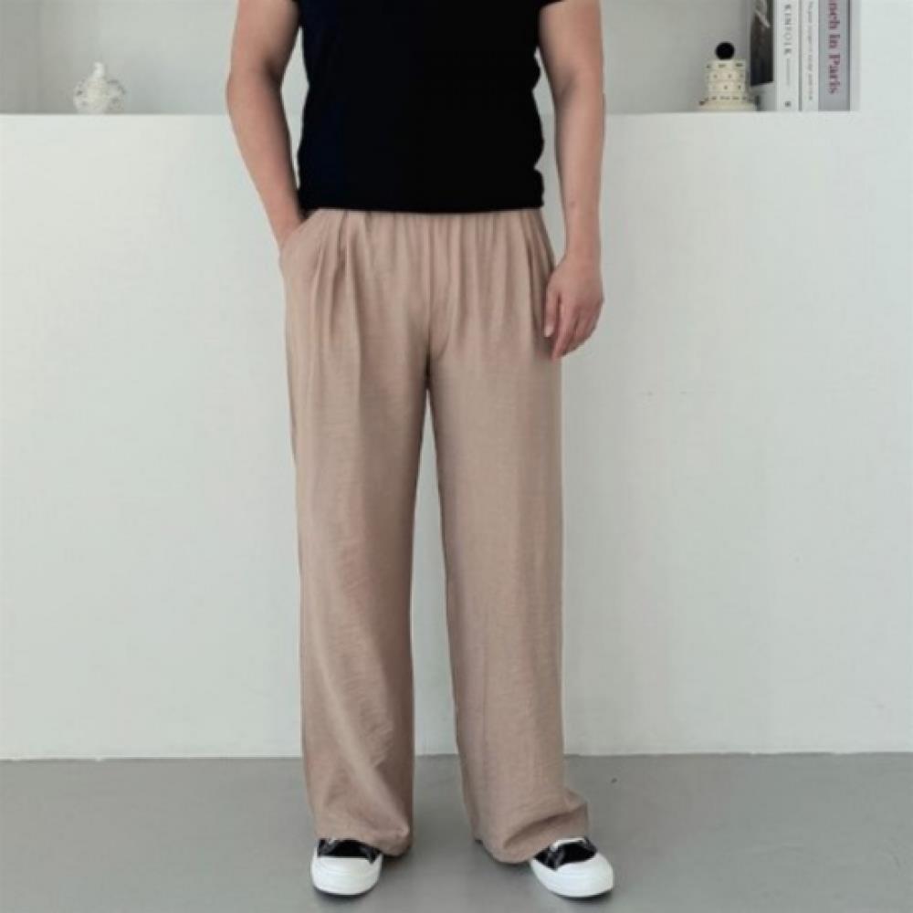 New Arrivals Open Run Unisex Summer Semi Wide Banding Pants Double Pin Tuck