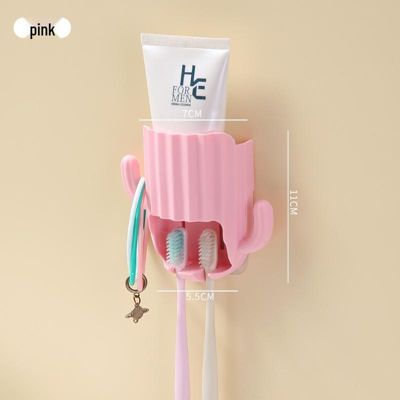 Cactus Suction Wall-Mounted Toothbrush Holder - Punch-Free Storage Rack