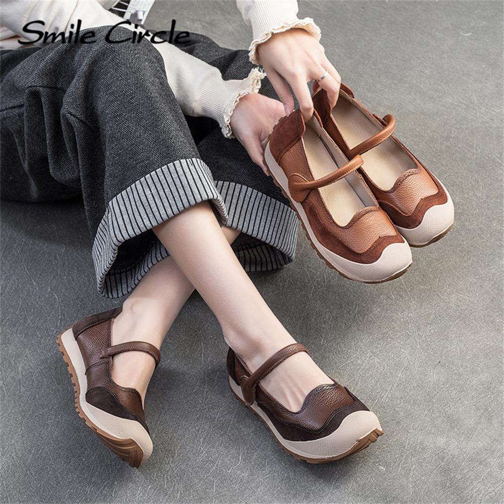 Туфли Мэри Джейн из натуральной кожи женские туфли с круглым носком и пряжкой на плоской подошве модная удобная повседневная обувь