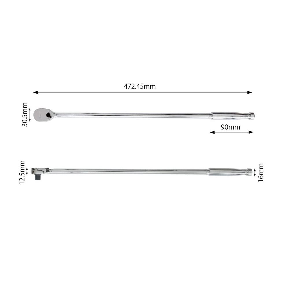 PWT Ratchet Handle Socket Extra 90 SRH38SH18 Wrench, Long, 9.5mm 3/8" Drive, 18" Length, Gears,