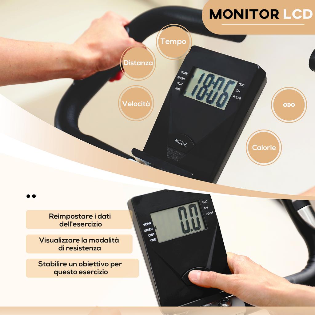 Folding and Quiet Exercise Bike with 8-Level Magnetic Resistance and Heart Rate Sensor, for Home Gym, Black and White