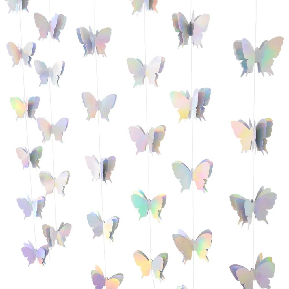 2m 3D Butterfly Paper Banner DIY Party Hanging Decoration Butterfly Hanging Garland Bridal Shower