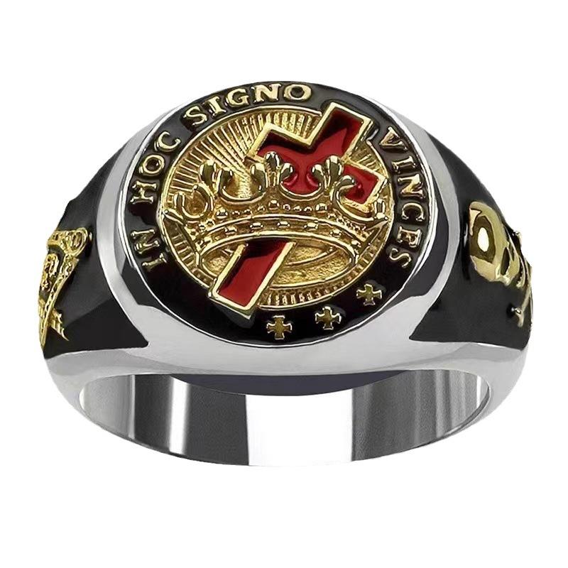 New Creative Dominance European and American Trend Crown Drip Oil Skull Cross Unique Ring