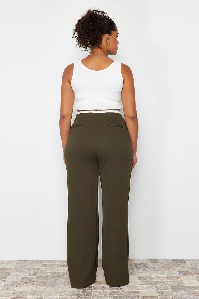 Женские стильные серые трикотажные брюки больших размеров с детальной талией