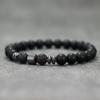 Simple Men Bracelet Hematite Onyx Beaded Volcanic Howlite Stone Strand Gift for Him Brass Braclet Yoga Healing Hand Jewelry