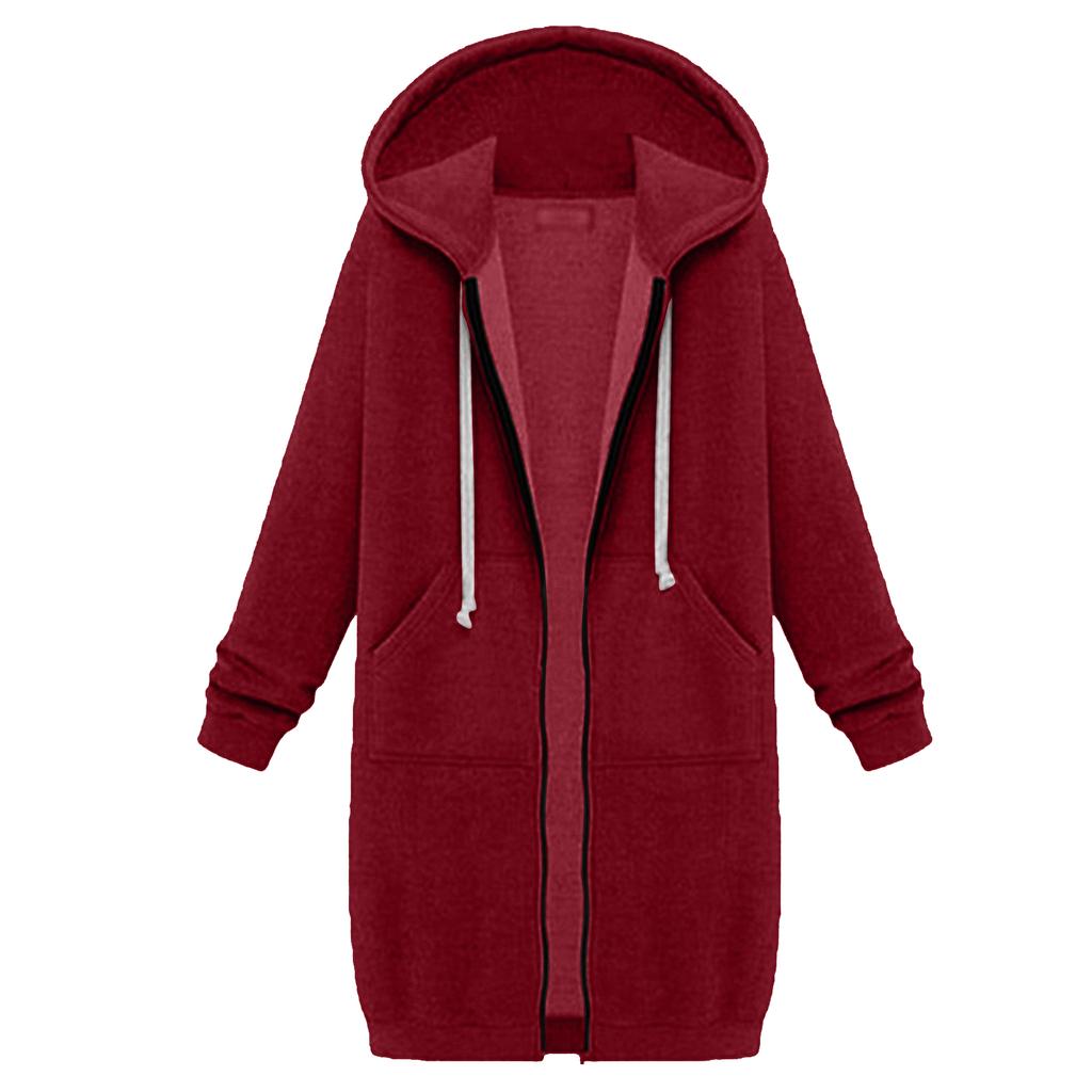 Женский свитшот удлиненный свободный с длинными рукавами и капюшоном с карманами