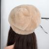 Favorable Price Premium Real Sheepskin Shearling Beret, Handmade Luxury Fur Hat for Women, Winter Warm Genuine Leather Beret