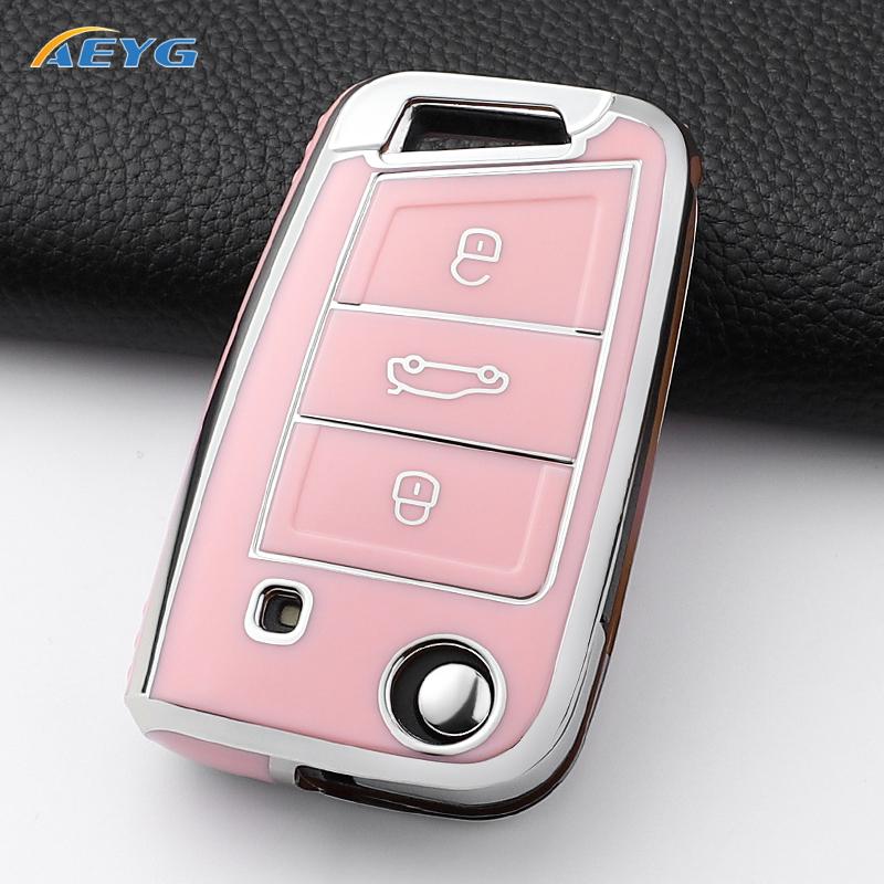 rldf3 For VW Volkswagen Golf 7 MK7 Tiguan MK2 For SEAT Ateca Leon FR 2 Ibiza For Skoda Octavia Car Key Case Cover Interior Accessories