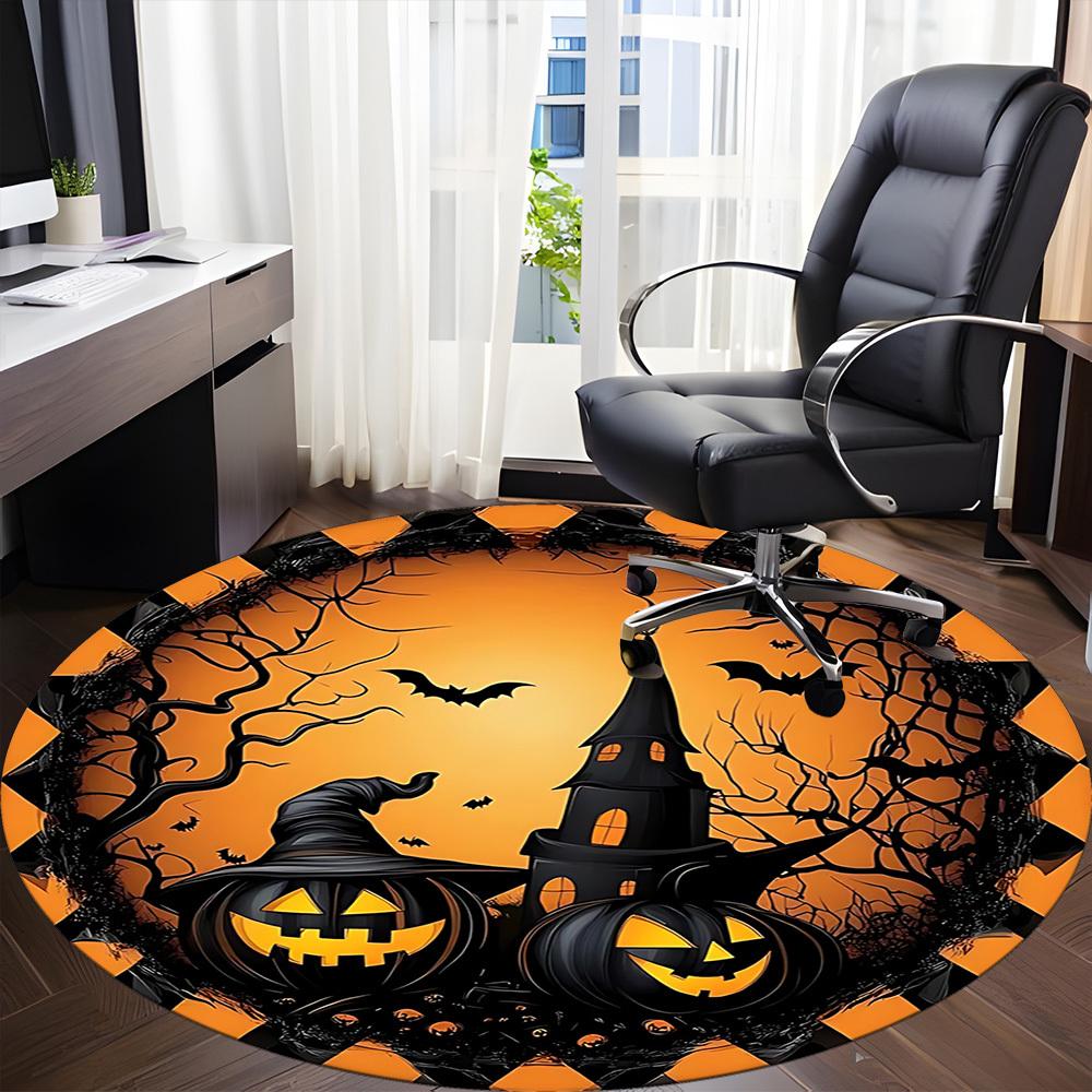 1PC Halloween Pumpkins Chair Carpet for Office Non-Slip, Lightweight, Machine Washable Rug for Office, Sleeping, Room - Holiday Decoryy251009117
