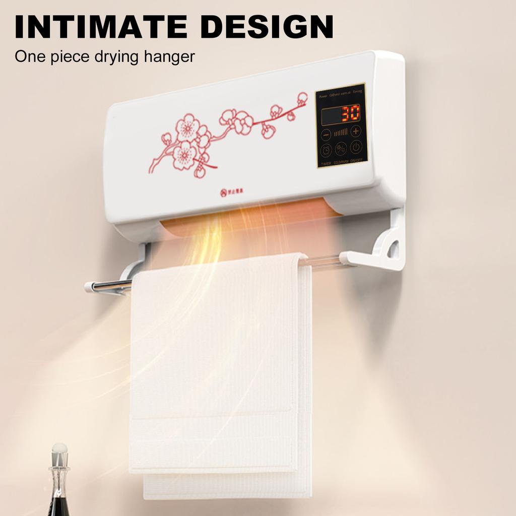 Wall Mounted Air Conditioner Portable Low Noise Electric Space Heater with Touch Display Remote Control Clothes Hanger