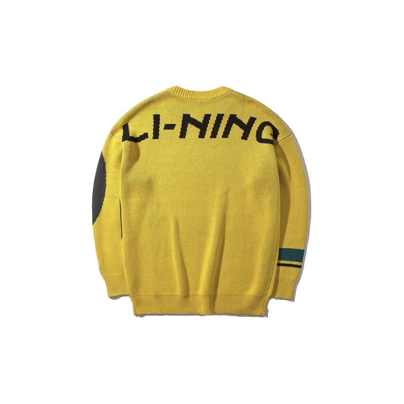 Li Ning X Disney Mickey свободный крой круглый вырез свитер мужской свитер желтый AMBP005-2