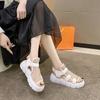 Velcro Fish Mouth Platform Women's Shoes Niche Wind Hollow Sandals New Retro Beach Shoes Design Sense Women's Shoes