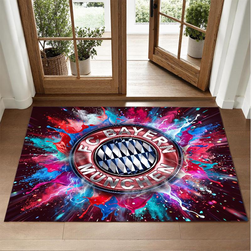 Bayern Munich Design Crystal Velvet Rug Soft Decorative Mat for Bedroom Entrance