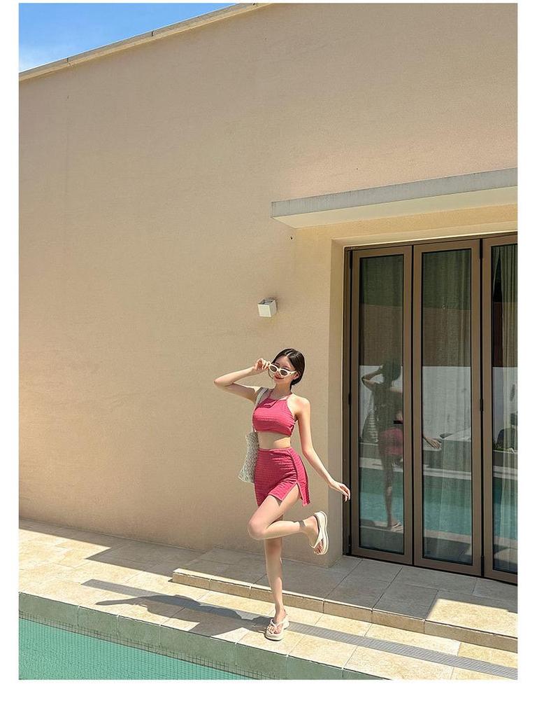 Женский консервативный сексуальный купальник с юбкой с разрезом в японском и корейском стиле