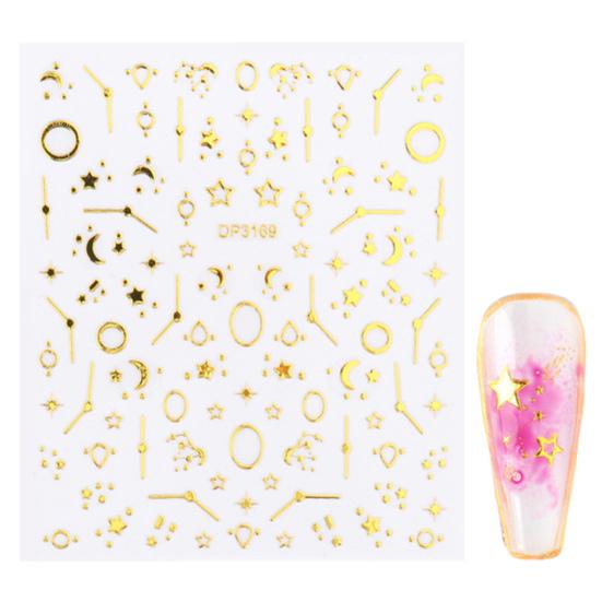 3Pcs/Set Nail Decals Non-Fading Luxury Ultra Thin Decoration Stickers Sparkly Geometry Decals