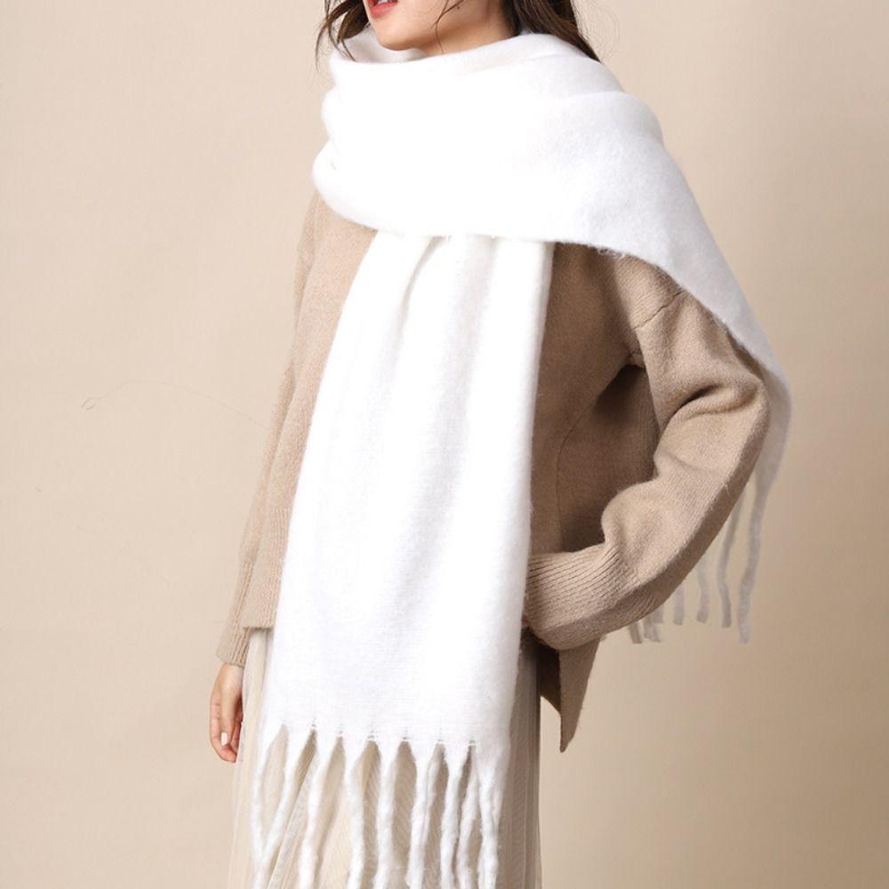 Mohair Winter Cashmere Scarves Tassel Long Shawl Classic Winter Wool Scarf Student