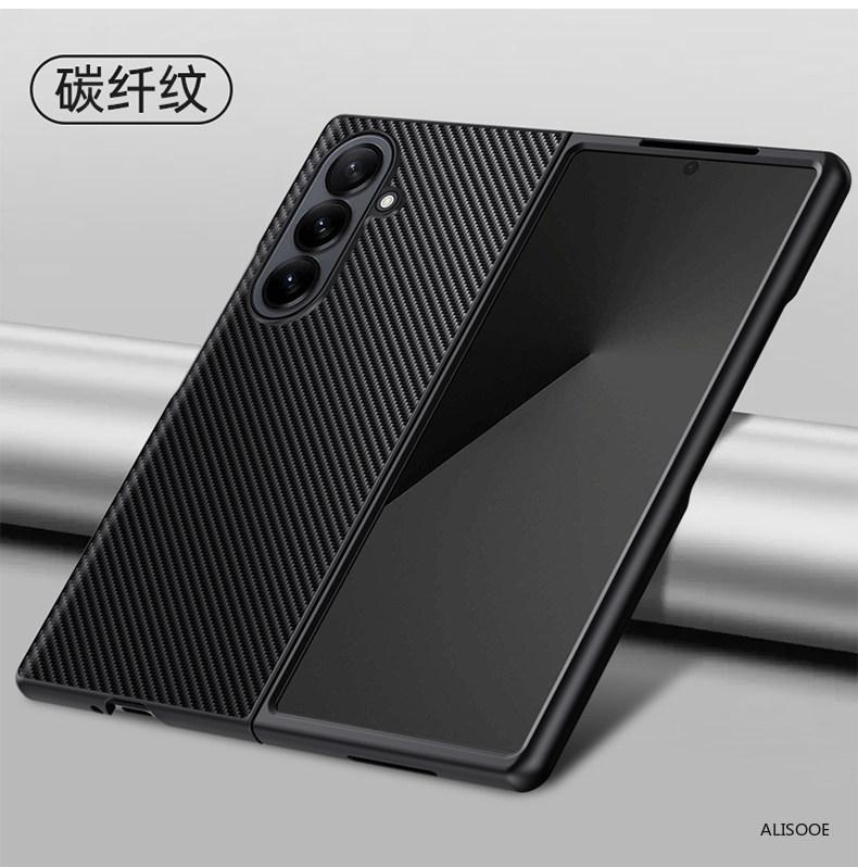 Leather Funda for Samsung Galaxy Z Fold 8 Fold 7 6 5 4 3 Case Fashion Fiber Texture PU Leather + Plastic Hard Protect Cover Capa