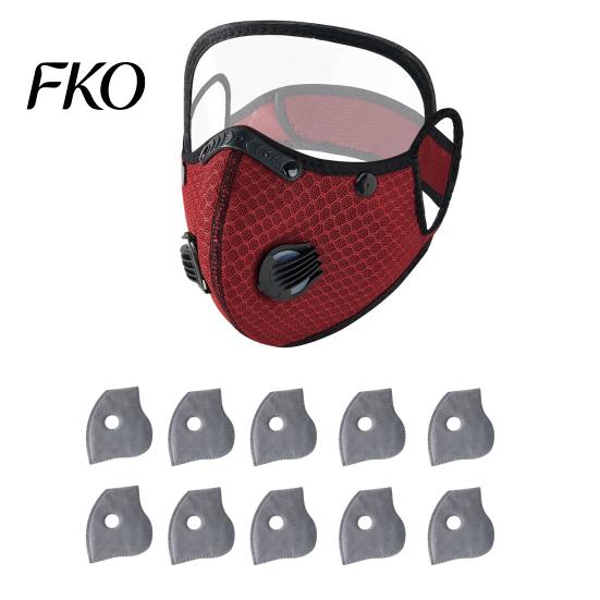 Outdoor Face Guard Reusable Carbon Filter Dust Mask with Adjustable Goggles, 6-Layer Protection 10 Filters, Breathing Valve, Eye