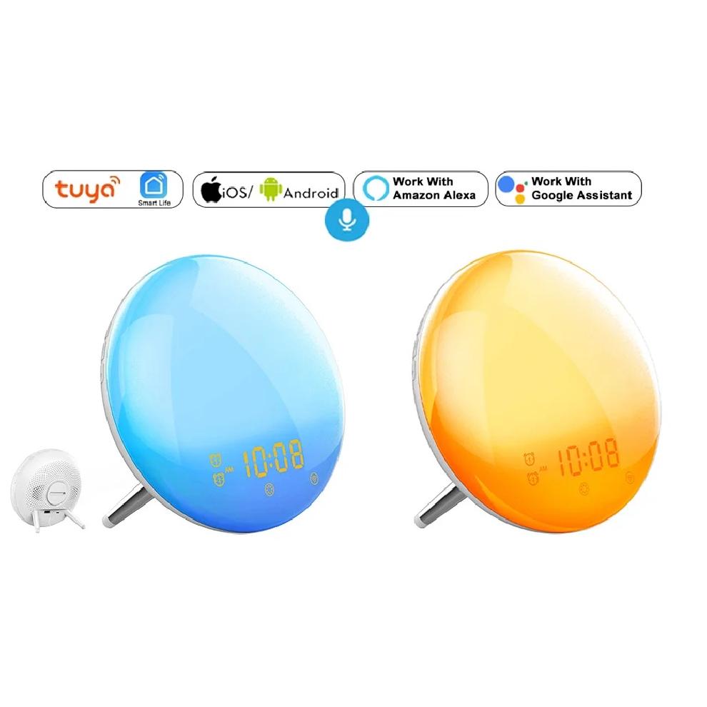 WiFi Tuya Smart Life Wake Up Light Alarm Clock Wireless Remote Control Sunrise Sunset Simulation 4 Alarm Clock Alexa Google Home