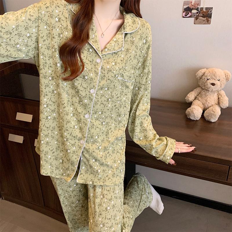 Women's New Spring and Autumn Rustic Style Pajamas Homewear Set Girls Students Small Fresh Pajamas Pajamas Homewear Set
