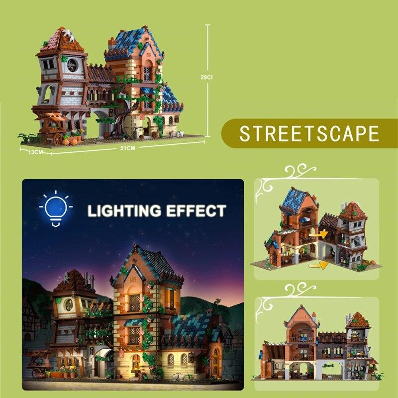 MOC Creative City Модель 89150 Средневековый рынок 3335 шт. Строительные блоки Кирпичи Развивающие игрушки для детей Рождественские подарки 89151 89152