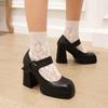 Женские туфли-лодочки из искусственной кожи на толстом высоком каблуке с квадратным носком, лаконичные вечерние туфли Мэри Джейн на весну и осень, черные, белые, красные туфли на платформе