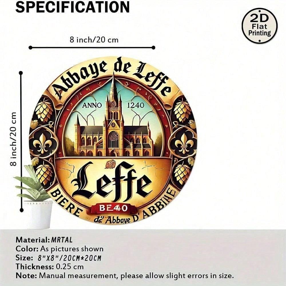 Винтажная металлическая круглая настенная вывеска пива Leffe 8 дюймов Ретро жестяная табличка Декор для домашнего бара паба